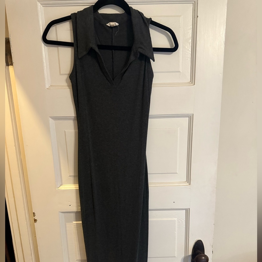See You Monday Charcoal Maxi Dress with Slit In The Back
